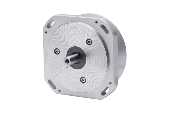 csm_ROC23x0_1500x1125_bf90c72c82 An ROC 2000 angle encoder with a cylindrical housing, a quadratic mounting flange, and a solid shaft.