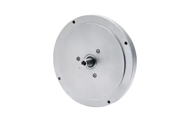 An ROC 7000 angle encoder with a slim, wide-diameter circular housing and a solid shaft.