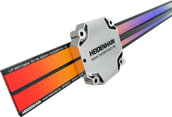 An LIP 6000 Dplus open linear encoder with a two-track spar scale and a wide, compact readhead.
